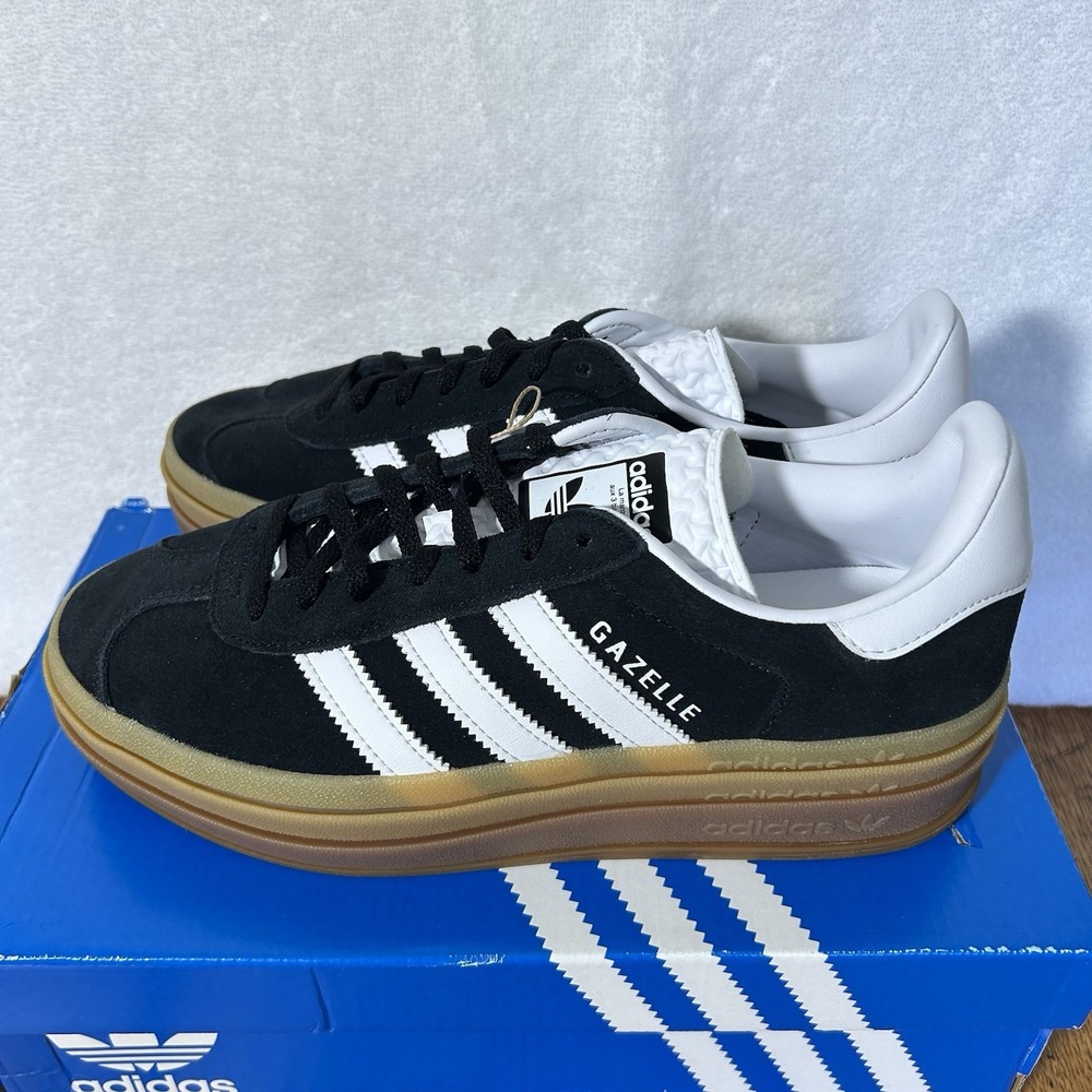 Adidas Womens Size 8 Black Gazelle Bold Low Top Platform IE0876 Athletic Shoes - Picture 2 of 8